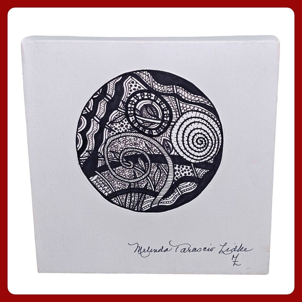 Original Mandala Art Signed 8x8 Canvas Handmade Drawing Boho Wall Decor NEW MTL4